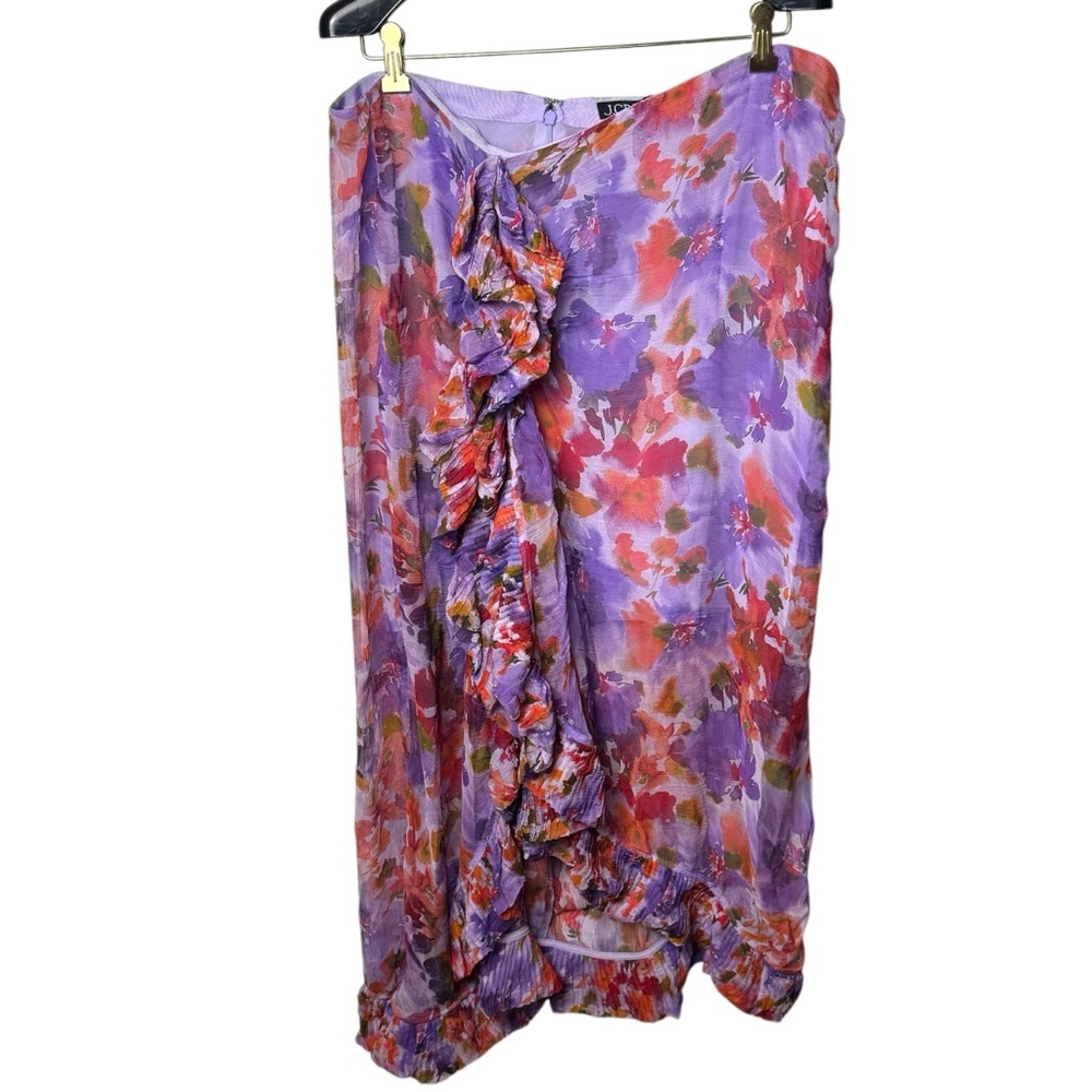 J. Crew Purple and Red Floral Midi Skirt